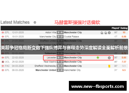 英超争冠格局新变数下强队博弈与赛程走势深度解读全面解析前景 英超争冠格局新变数下强队博弈与赛程走势深度解读全面解析前景